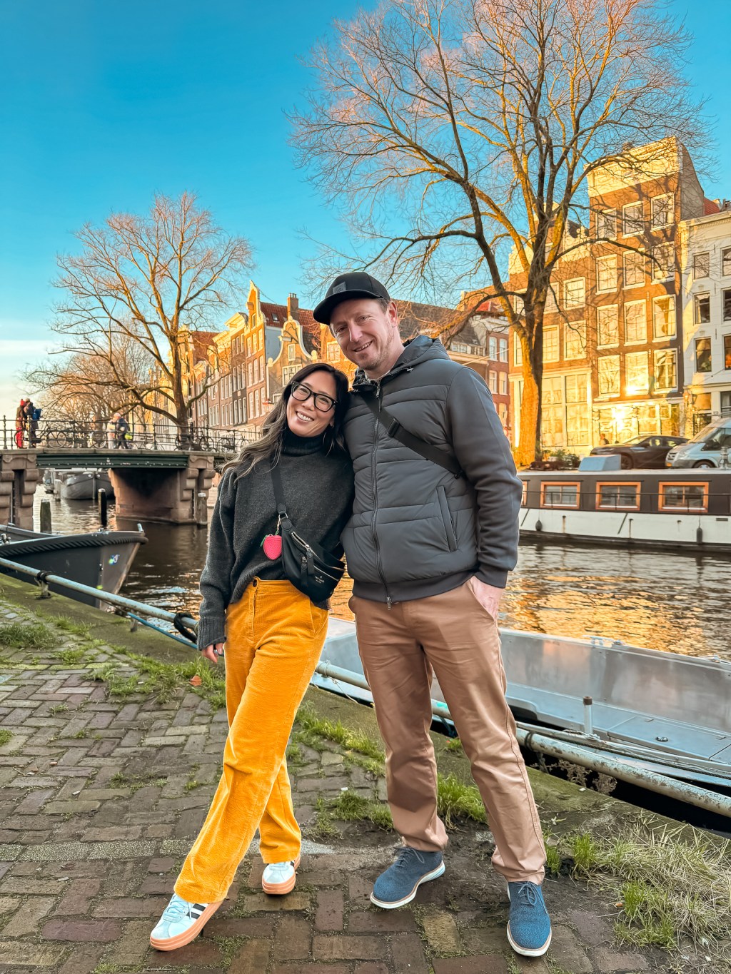 Erika and Mark in front of the Canals in Amsterdam
